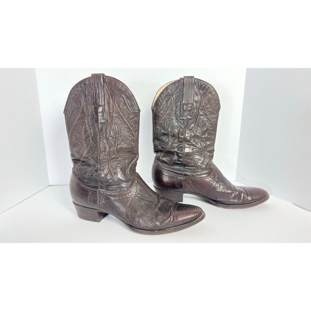 Men's Brown Leather Western Cowboy Boots - Picture 2 of 7